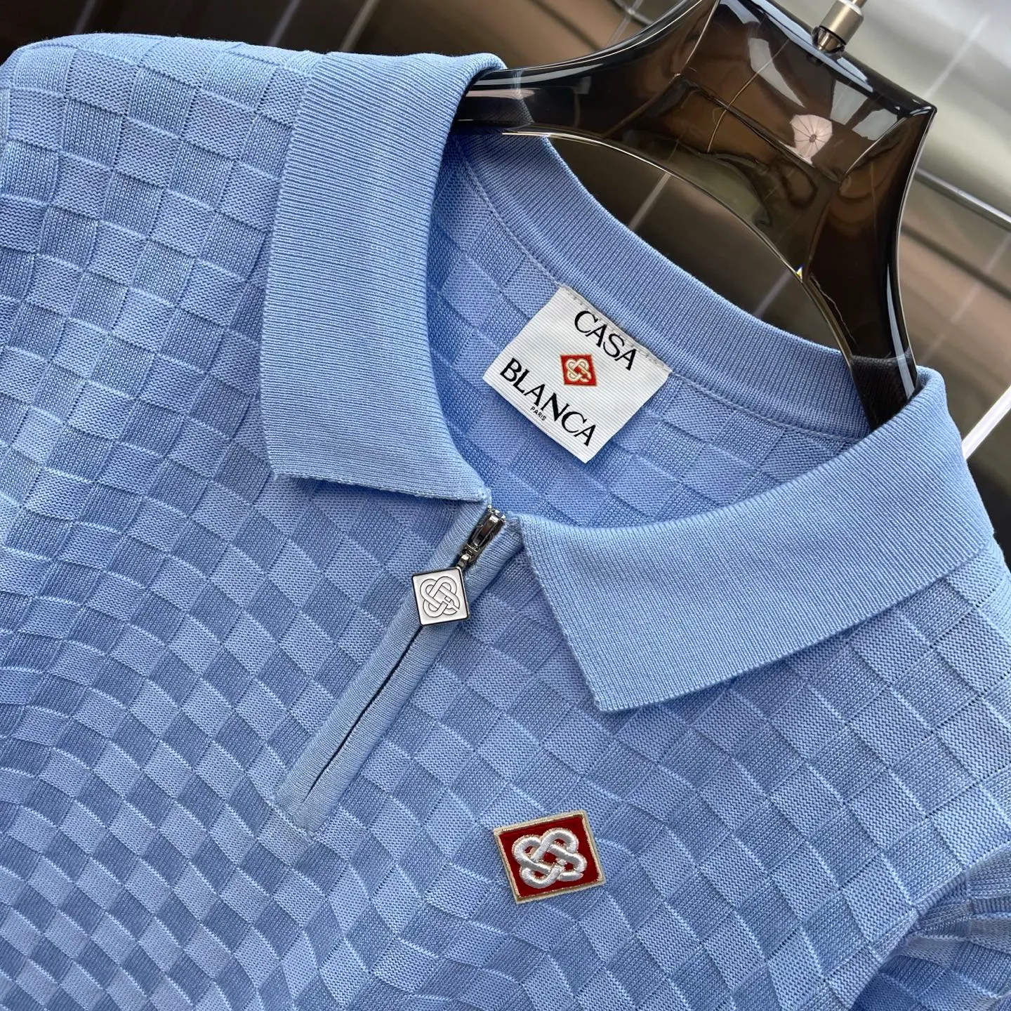 New Arrival Casablanca Casablanca POLO sweater Classic Series is made of high-definition fabrics and will not shrink or fade. Comfortable to the touch, cool and breathable, the texture is super strong and a must-have for fashionable men and women. Exclusively available in In Stock! Color: White Blue Size: M L XL XXL